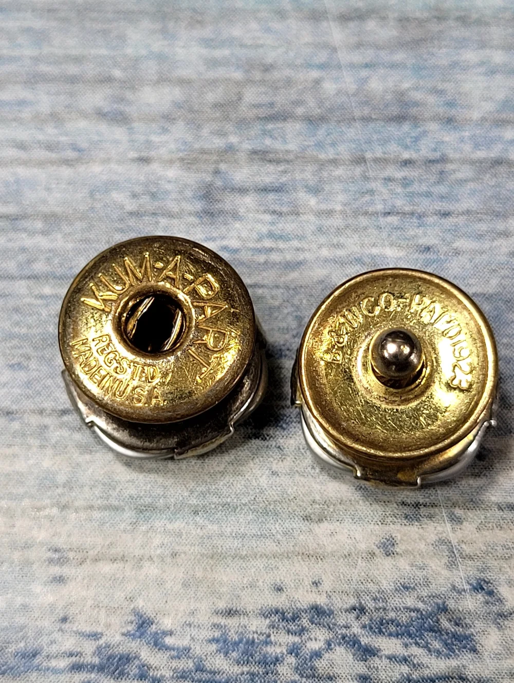 B & W Co. Mother of Pearl Kum-A-Part Cufflinks.